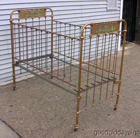 Antique Shabby Chic Cast Iron Metal Baby Bed Crib  