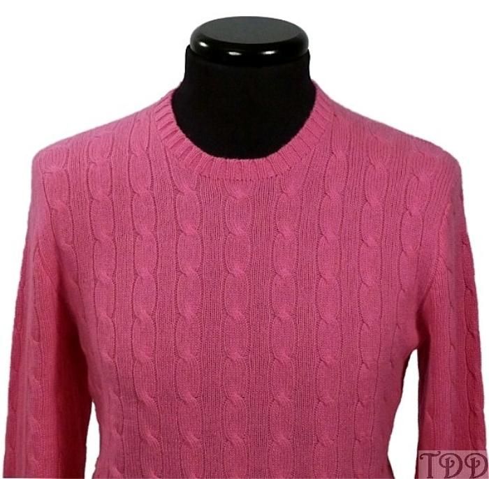 NWT Polo Ralph Lauren Pink Cable Cashmere Sweater XL  