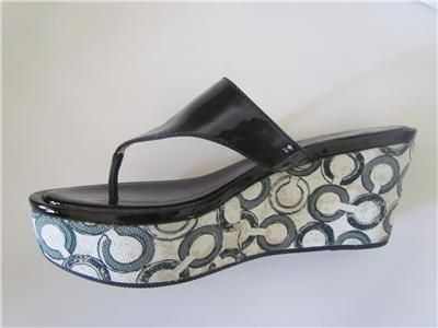 Coach JAN Crinkle BLACK Patent Sandals Size 7.5,8.5  
