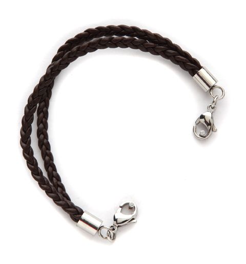 Medical Alert ID Brown Leather Double Braid Replacement Bracelet 