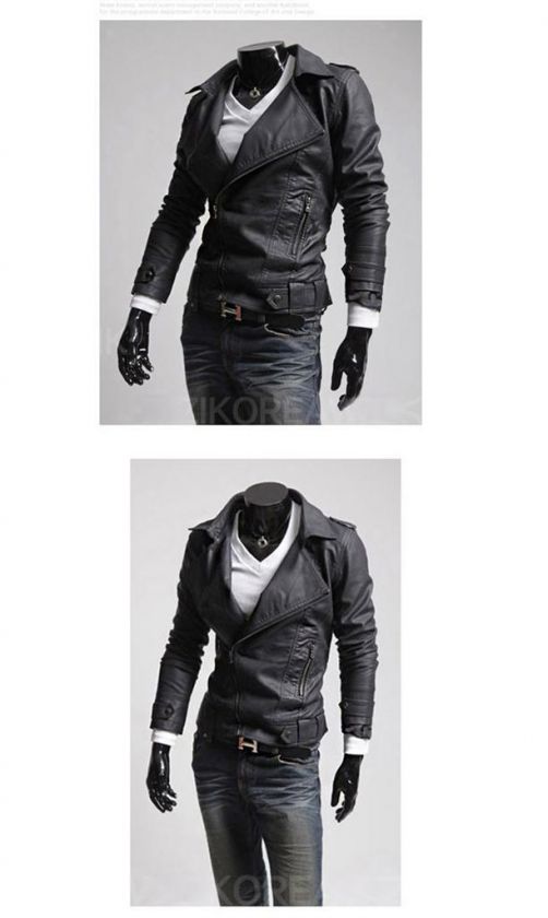 High quality Mens slim new wave South Korean PU leather Coat Jackets 