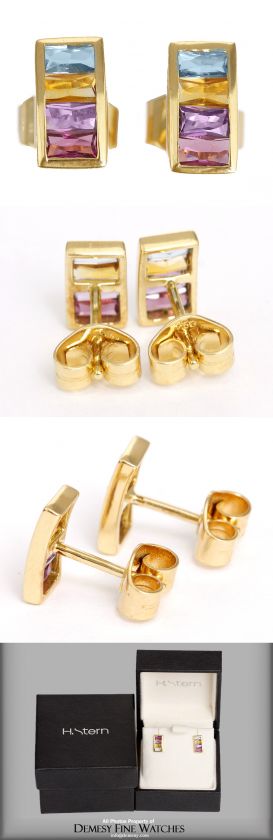   Citrine, Amethyst, Pink Tourmaline & Gold Earrings by H. Stern  