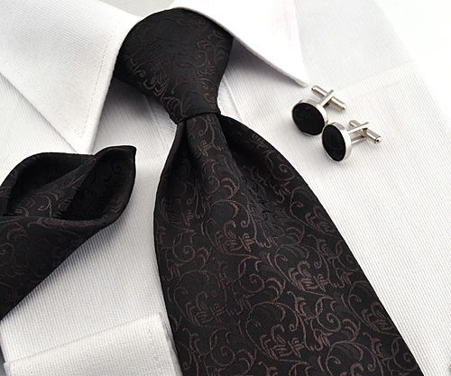 ME TAI black brown Jacquard silk Classic Mens Tie Necktie set 