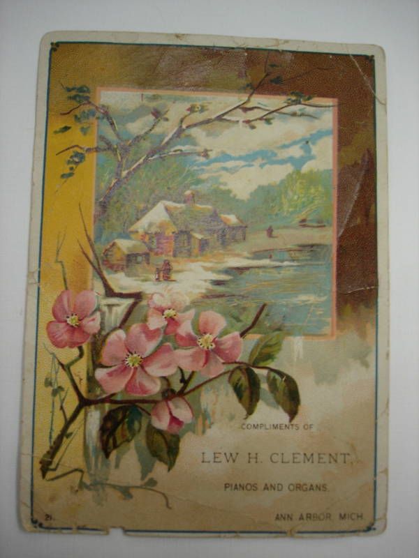 VICTORIAN TRADE CARD NEWBY & EVANS PIANO ANN ARBOR MICHIGAN  