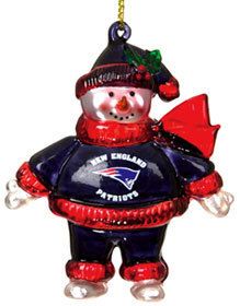 New England Patriots Crystal Snowman Christmas Ornament  