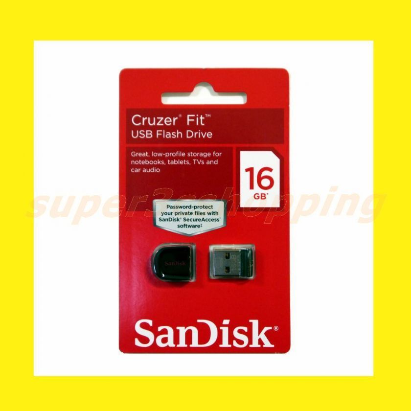 SanDisk 16GB 16 GB Cruzer Fit USB 2.0 Flash Memory Pen Drive SDCZ33 